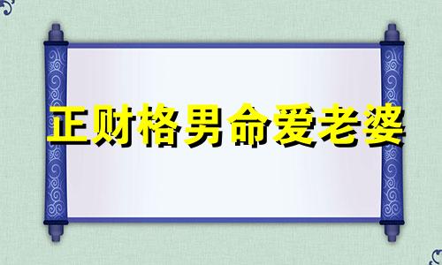 正财格男命爱老婆 正财命格的男人好吗