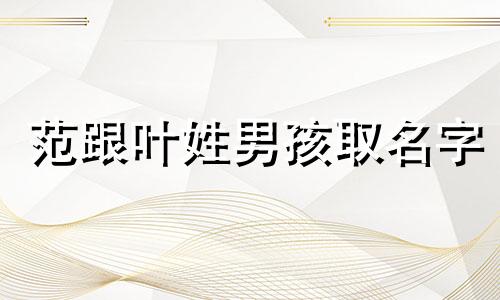 范跟叶姓男孩取名字 范和叶怎么结合取名