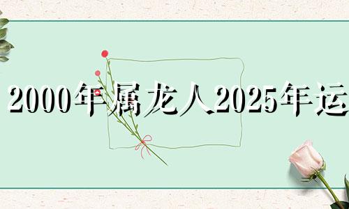 2000年属龙人2025年运程