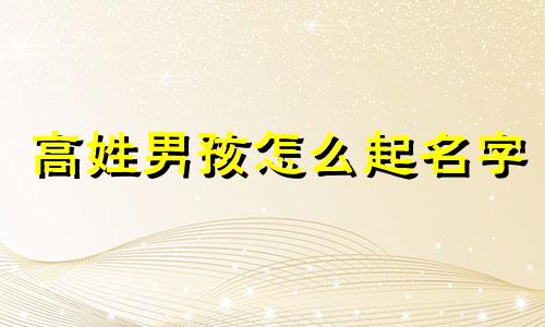 高姓男孩怎么起名字 高姓男孩起名霸气的