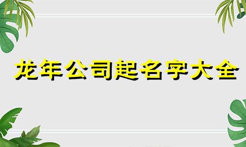 龙年公司起名字大全 取名龙的公司