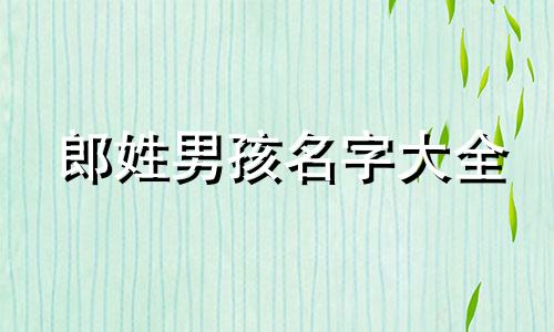 郎姓男孩名字大全 郎氏起名字大全男孩免费