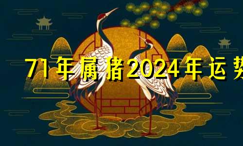 71年属猪2024年运势 属猪运势2024年运势详解