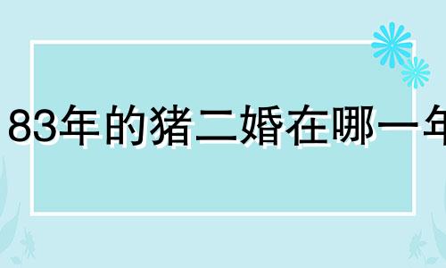 83年的猪二婚在哪一年 83年属猪人2024年运程